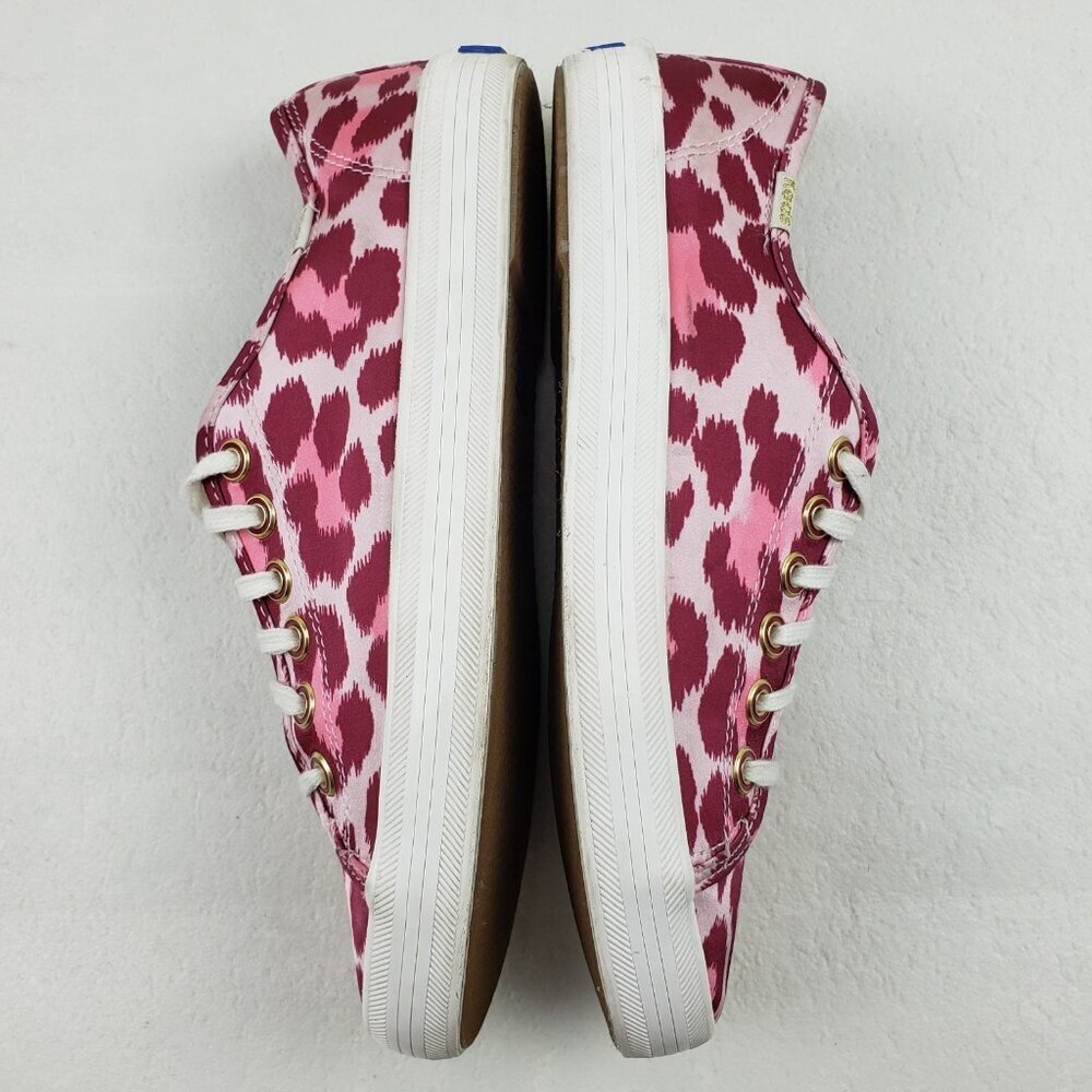 Keds x Kate Spade Kickstart Sneaker Womens 7.5 Pink Satin Leopard Print Shoe - Picture 6 of 15